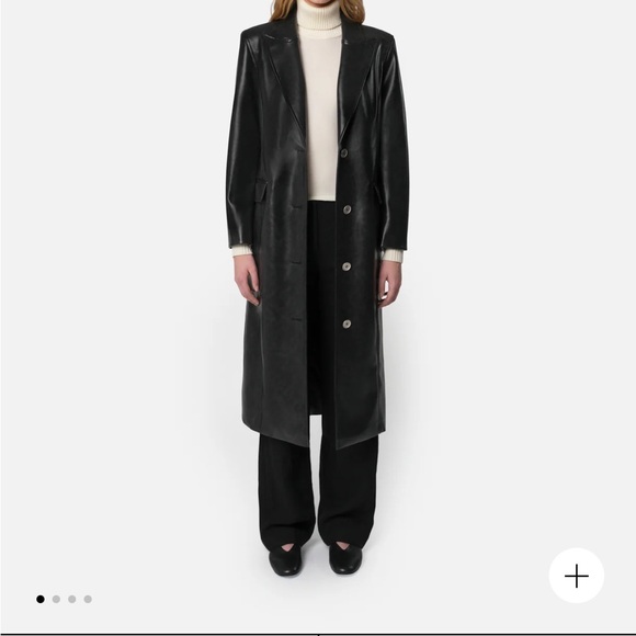 Apparis Black Vegan Leather Long Coat - Picture 1 of 9